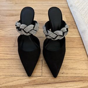 SHUTZ heels black suede with crystals size 7